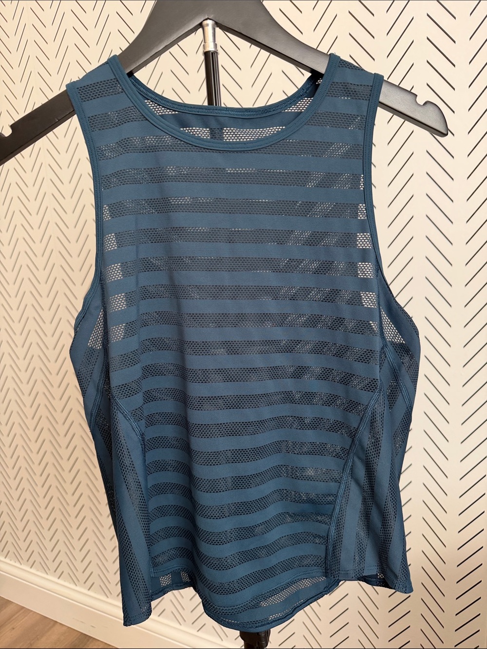lululemon athletica Blue Mesh Stripe Tank